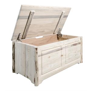 Pemberly Row Small Handcrafted Wood Blanket Chest in Natural