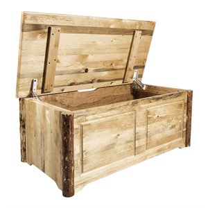 Pemberly Row Transitional Small Solid Wood Blanket Chest in Brown