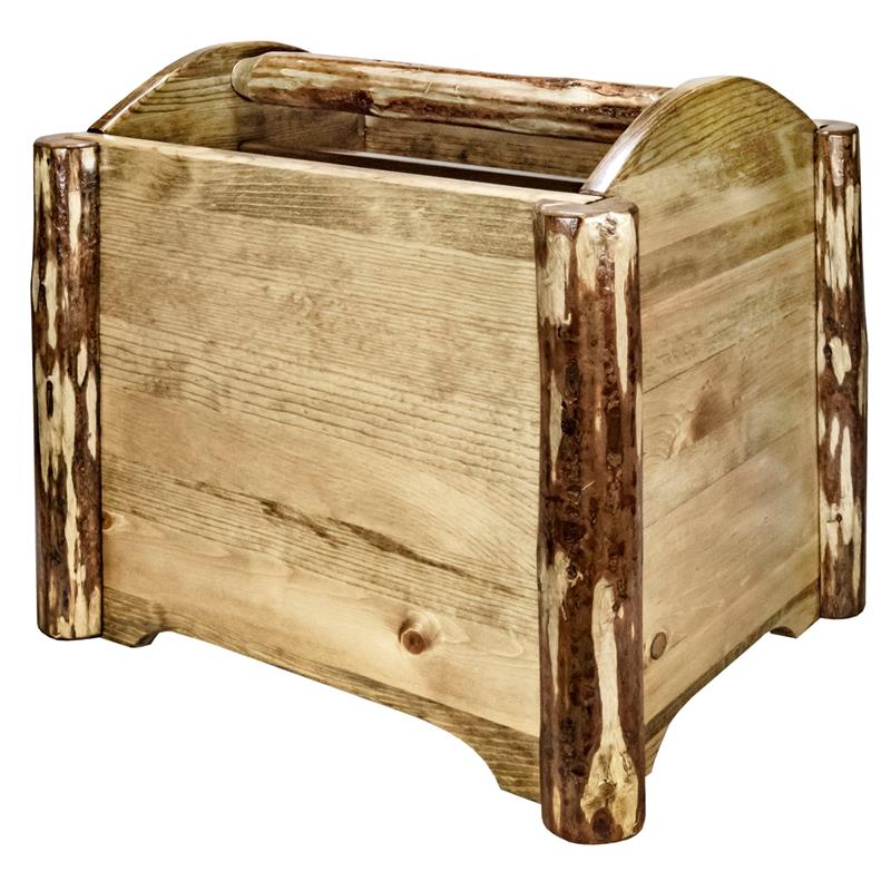 Pemberly Row Modern Transitional Solid Wood Magazine Rack in Brown