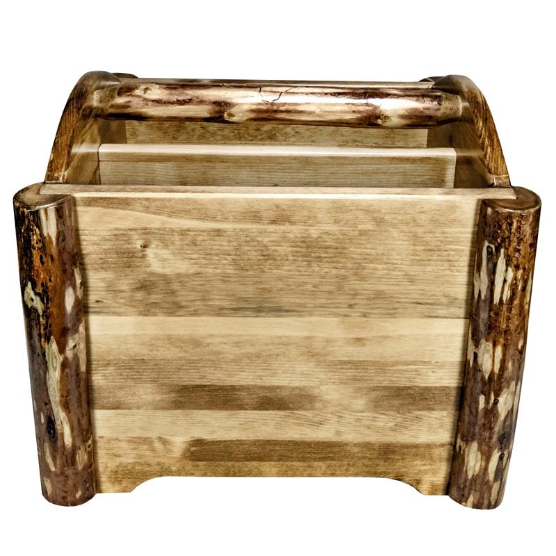 Pemberly Row Modern Transitional Solid Wood Magazine Rack in Brown