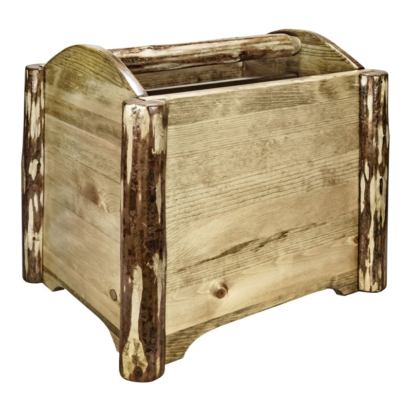 Pemberly Row Modern Transitional Solid Wood Magazine Rack in Brown