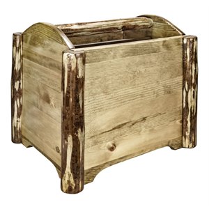 Pemberly Row Modern Transitional Solid Wood Magazine Rack in Brown