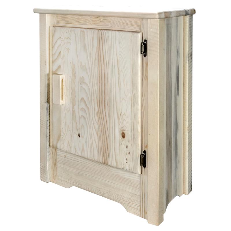 Pemberly Row Mid-Century Modern Right Hinged Wood Accent Cabinet in Natural