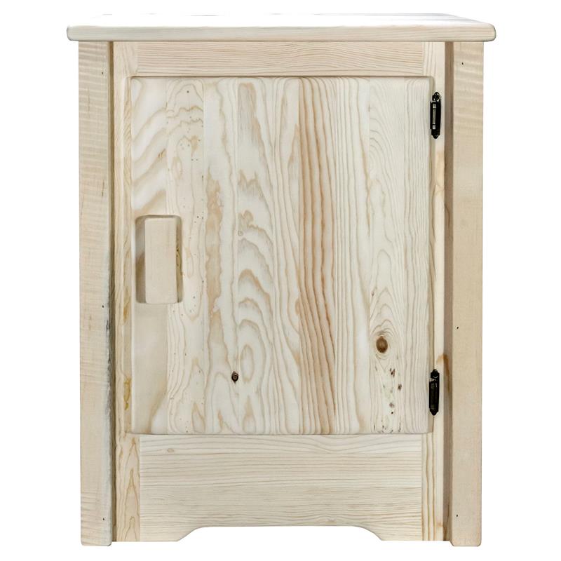 Pemberly Row Mid-Century Modern Right Hinged Wood Accent Cabinet in Natural
