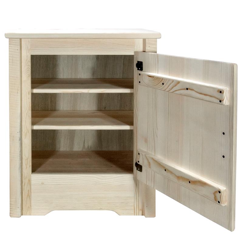 Pemberly Row Mid-Century Modern Right Hinged Wood Accent Cabinet in Natural