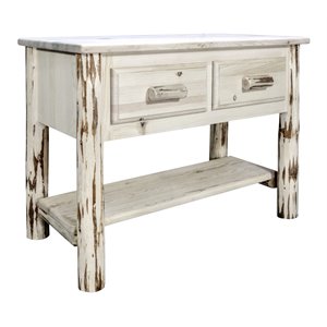 Pemberly Row Transitional Wood Console Table with 2 Drawers in Natural