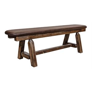Pemberly Row 5ft Hand-Crafted Wood Plank Style Bench in Brown