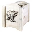 Pemberly Row Transitional Wood Magazine Rack with Bear Design in Natural