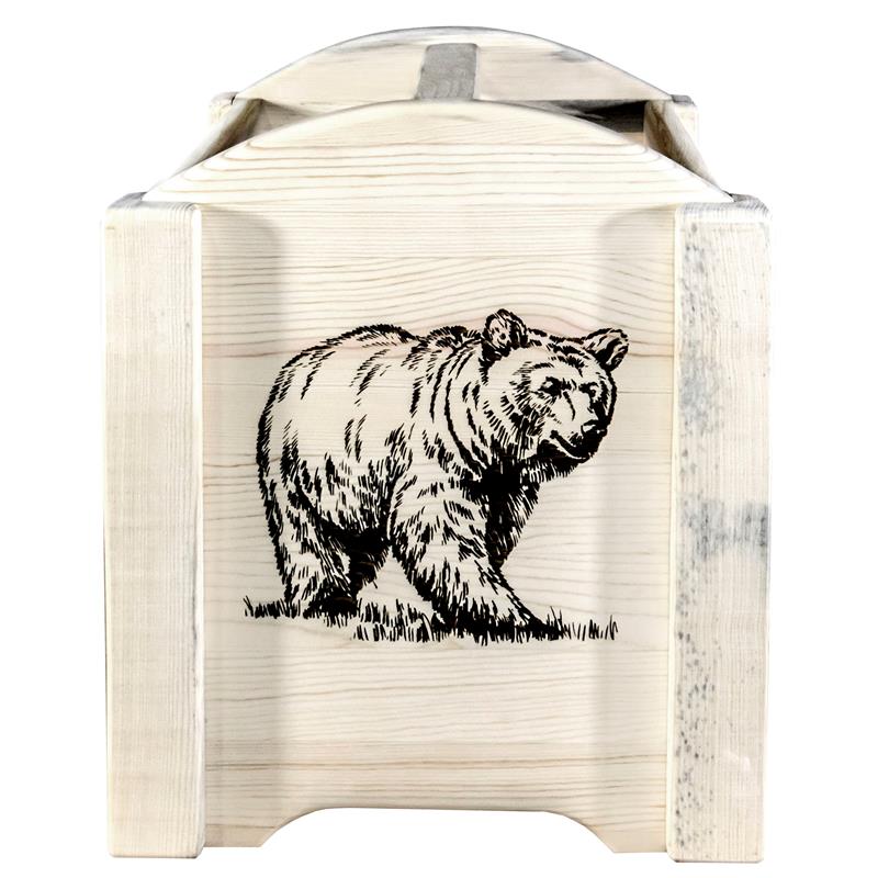 Pemberly Row Transitional Wood Magazine Rack with Bear Design in Natural
