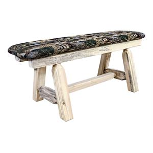 Pemberly Row 45&quot Upholstery Wood Plank Style Bench in Natural