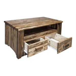 Pemberly Row Contemporary Transitional Wood Coffee Table in Brown