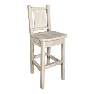 Pemberly Row Transitional 24&quot Wood Barstool with Pine Design in Natural