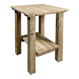 Pemberly Row Transitional Pine Wood Exterior End Table in Brown