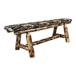 Pemberly Row Transitional 5ft Unique Wood Plank Style Bench in Brown