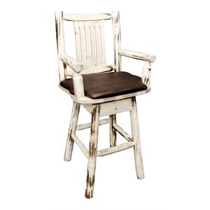 Pemberly Row 24&quot Upholstery Swivel Captain's Barstool in Natural