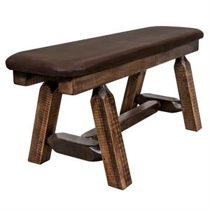 Pemberly Row 45&quot Hand-Crafted Wood Plank Style Bench in Brown