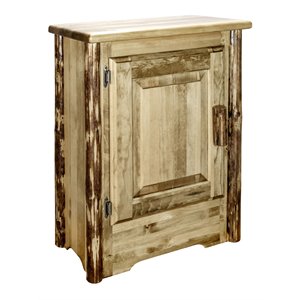 Pemberly Row Farmhouse / Country Unique Pine Wood Accent Cabinet in Brown