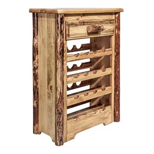 Pemberly Row Transitional Wood Wine Cabinet in Brown Lacquered