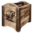 Pemberly Row Transitional Wood Magazine Rack with Bear Design in Brown