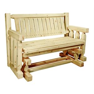 Pemberly Row 19&quot Hand-Crafted Transitional Wood Glider in Gold