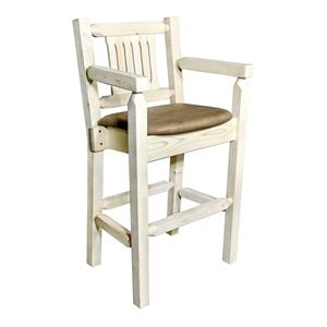 Pemberly Row 24&quot Upholstery Wood Captain's Barstool in Natural
