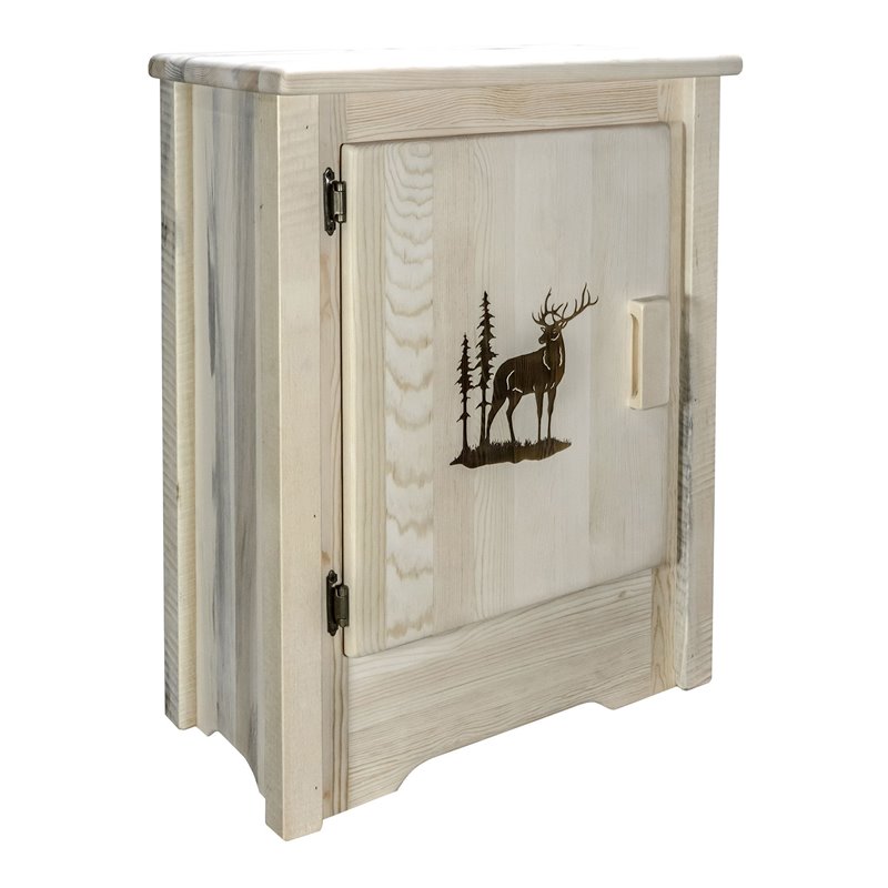 Pemberly Row Mid-Century Modern Handcrafted Wood Accent Cabinet in Natural