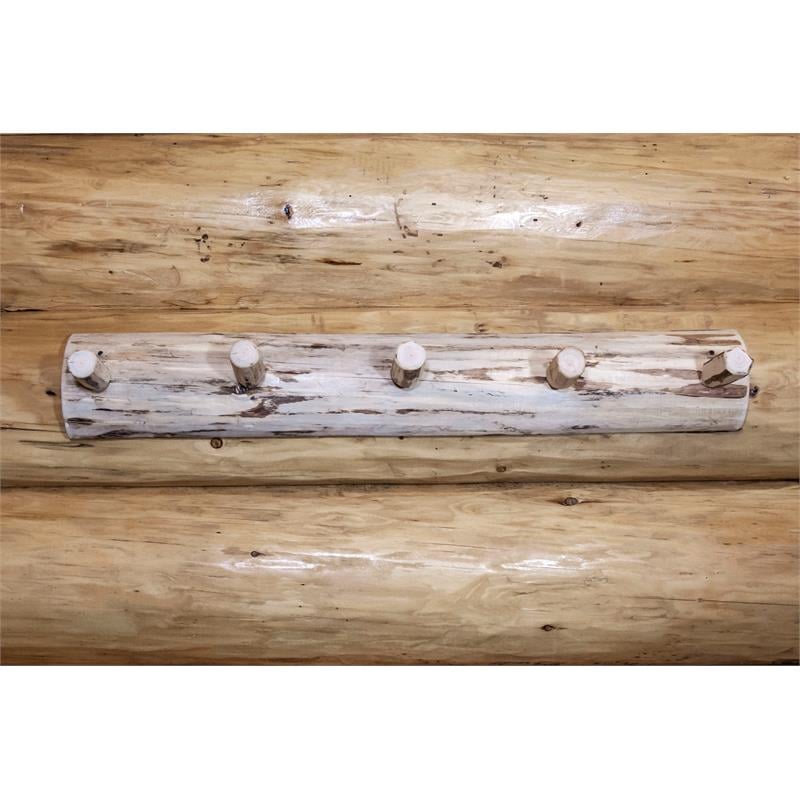 Pemberly Row 3ft Hand-Crafted Transitional Wood Coat Rack in Natural