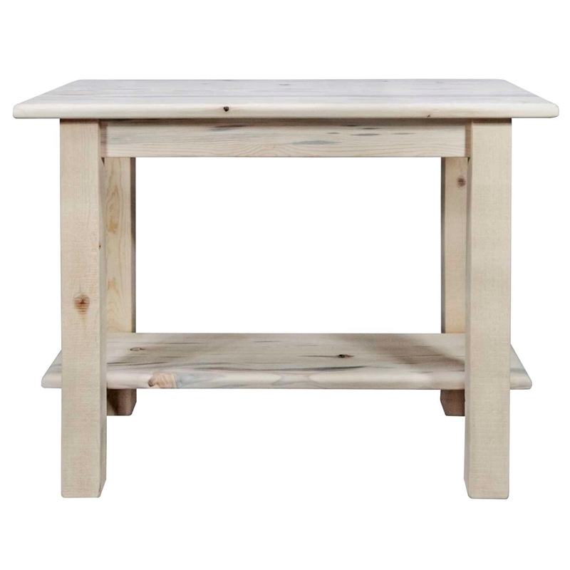 Pemberly Row Transitional Wood Console Table with Shelf in Natural