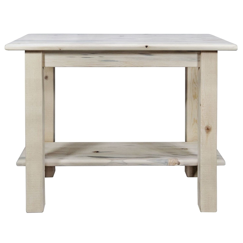 Pemberly Row Transitional Wood Console Table with Shelf in Natural