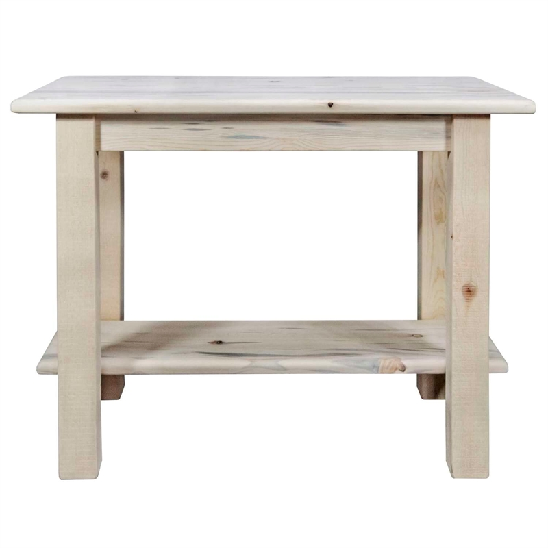 Pemberly Row Transitional Wood Console Table with Shelf in Natural