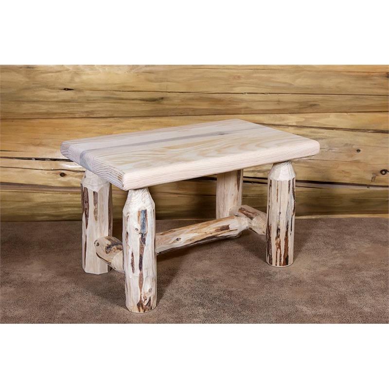 Pemberly Row Handcrafted Transitional Wood Footstool in Natural