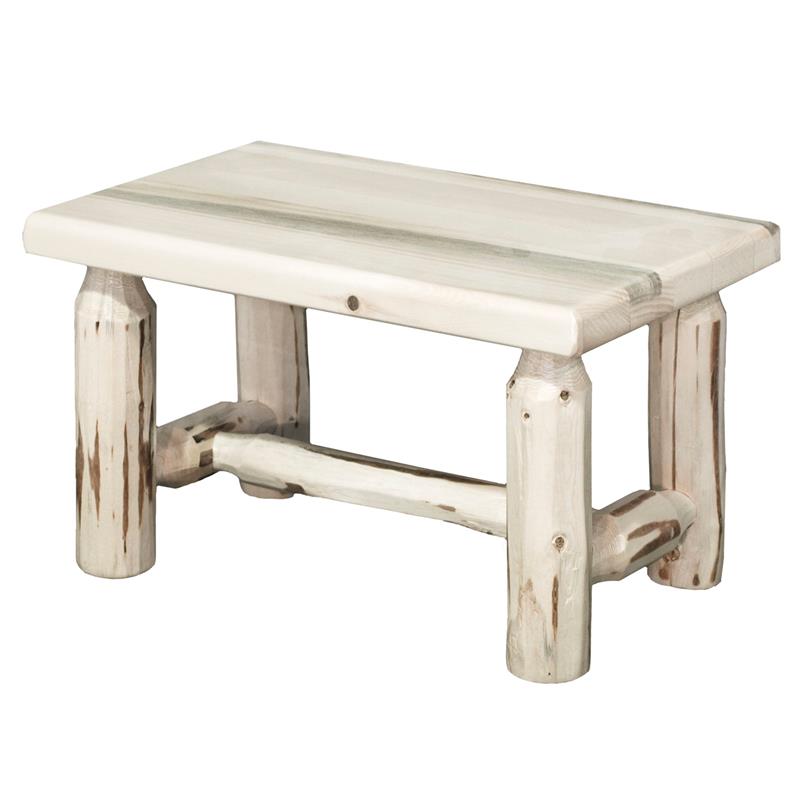 Pemberly Row Handcrafted Transitional Wood Footstool in Natural