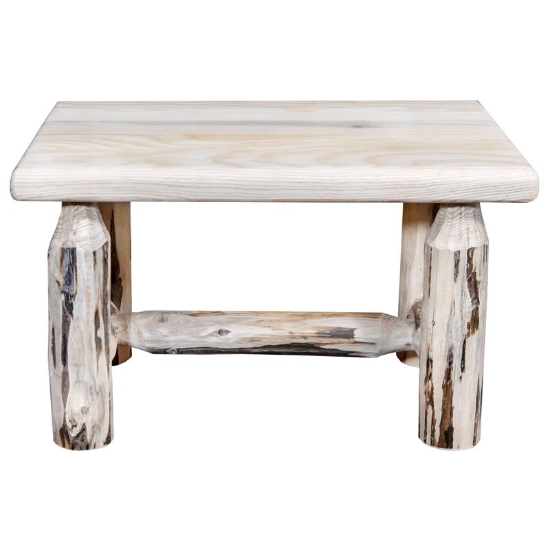 Pemberly Row Handcrafted Transitional Wood Footstool in Natural