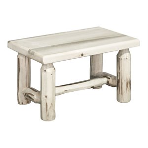 Pemberly Row Handcrafted Transitional Wood Footstool in Natural