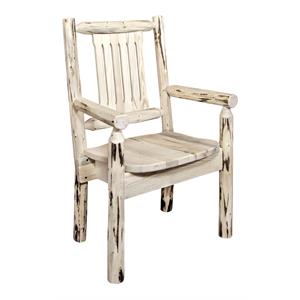 Pemberly Row Transitional Pine Wood Captain's Chair in Natural