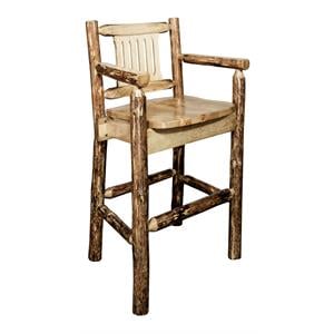 Pemberly Row 30&quot Modern Transitional Wood Bar Stools in Brown