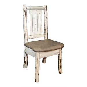 Pemberly Row Wood Side Chair with Upholstered Seat in Natural