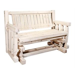 Pemberly Row 19&quot Handcrafted Transitional Wood Glider in Natural