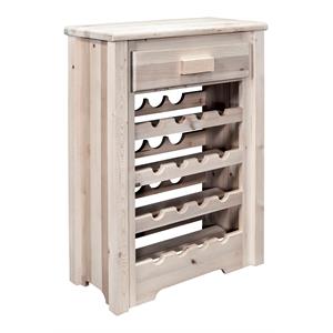 Pemberly Row Transitional Solid Wood Wine Cabinet in Natural