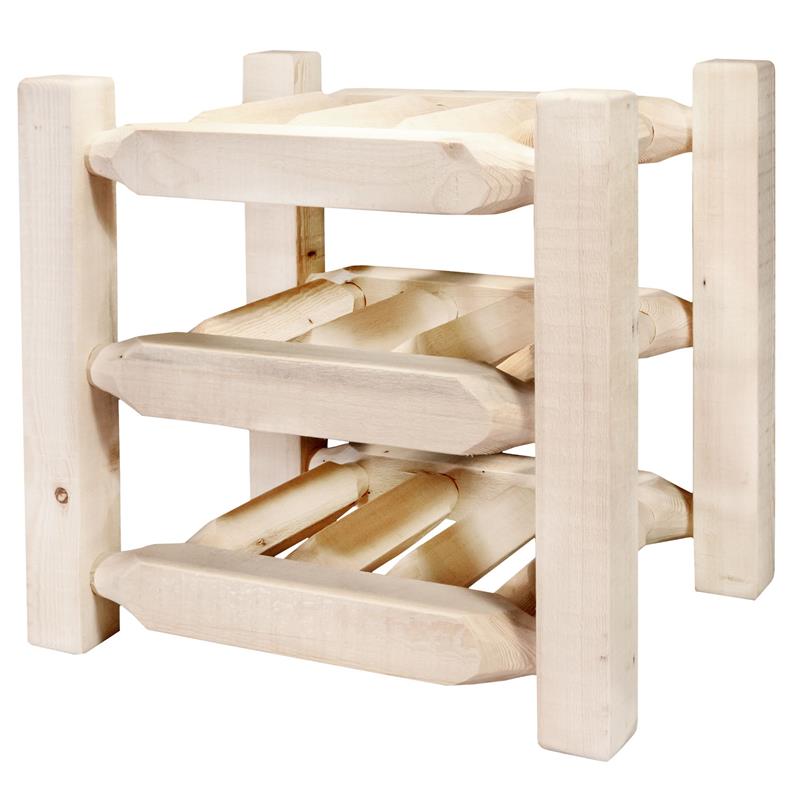 Pemberly Row Transitional Solid Wood Countertop Wine Rack in Natural