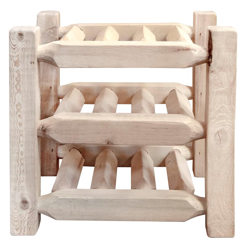Pemberly Row Transitional Solid Wood Countertop Wine Rack in Natural