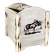 Pemberly Row Wood Magazine Rack with Engraved Moose Design in Natural