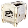 Pemberly Row Wood Magazine Rack with Engraved Moose Design in Natural