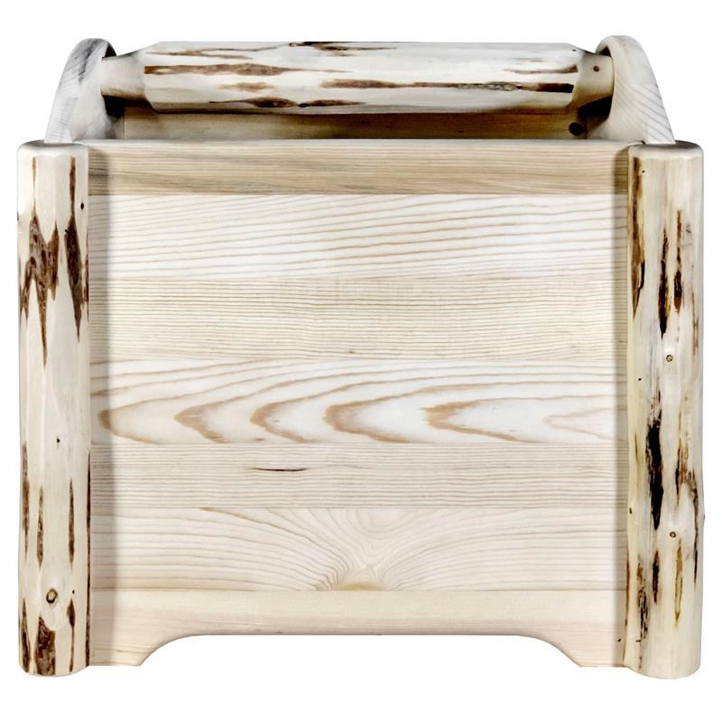 Pemberly Row Wood Magazine Rack with Engraved Moose Design in Natural