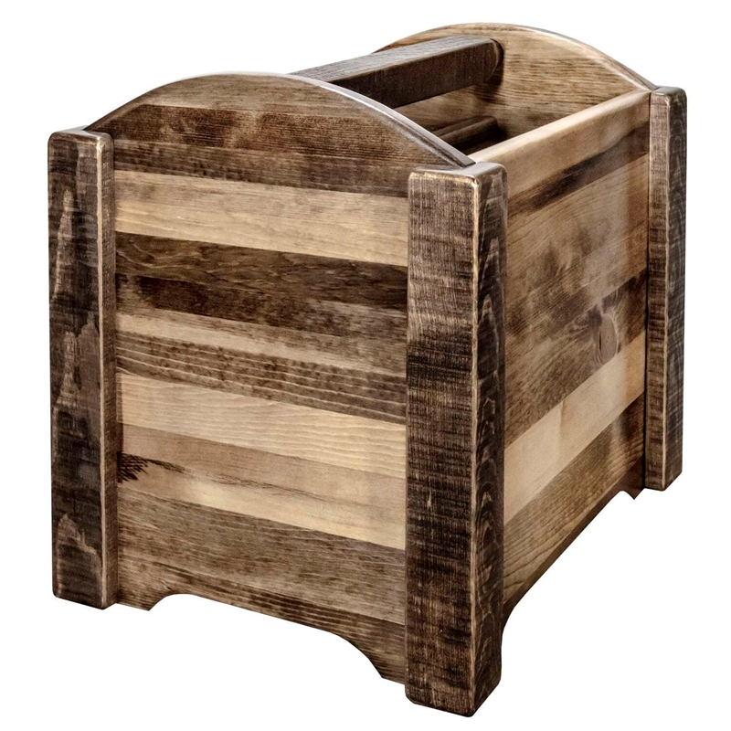 Pemberly Row Transitional Solid Wood Magazine Rack in Natural