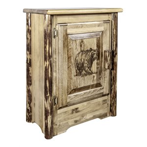 Pemberly Row Farmhouse / Country Pine Wood Accent Cabinet in Brown