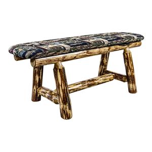 Pemberly Row Transitional 45&quot Wood Plank Style Bench in Brown