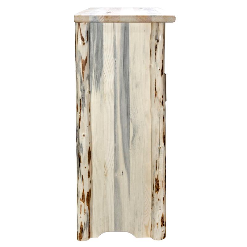 Pemberly Row Wood Accent Cabinet with Laser Engraved Wolf Design in Natural