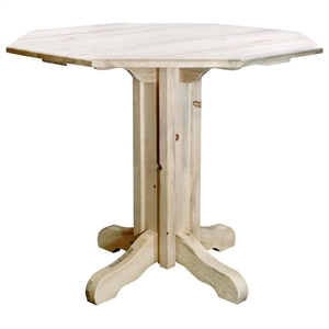 Pemberly Row Transitional Hand-Crafted Wood Pub Table in Natural