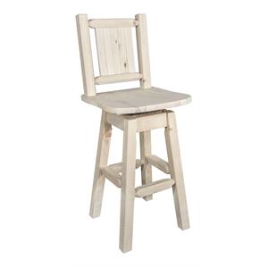 Pemberly Row Transitional 24&quot Barstool with Engraved Pine in Natural